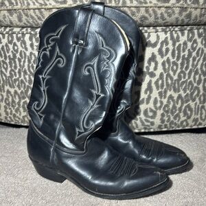 Longhorn Cowboy Boots Flacks leather fancy stitched equestrian boots mens 10EE